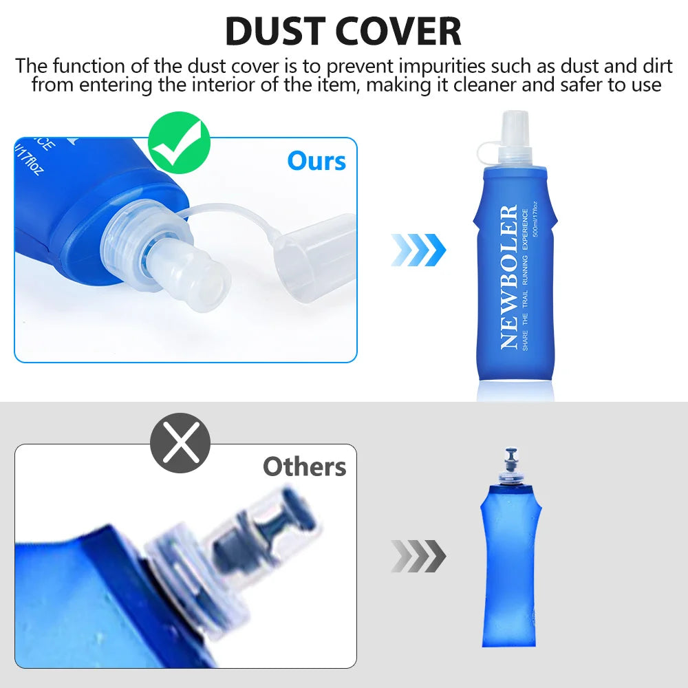 NEWBOLER 150ml 250ml 500ml Water Bottle TPU Folding Soft Flask Outdoor Sport Water Bag Collapsible Water Bottle Running Camping