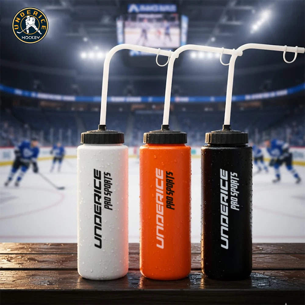 Ice Hockey Water Bottle 1000ML BPA Free Sports Bottle Bend Pipe Hockey Equipment Football Lacrosse Bottles Sports Gear