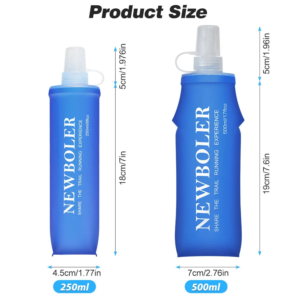 NEWBOLER 150ml 250ml 500ml Water Bottle TPU Folding Soft Flask Outdoor Sport Water Bag Collapsible Water Bottle Running Camping